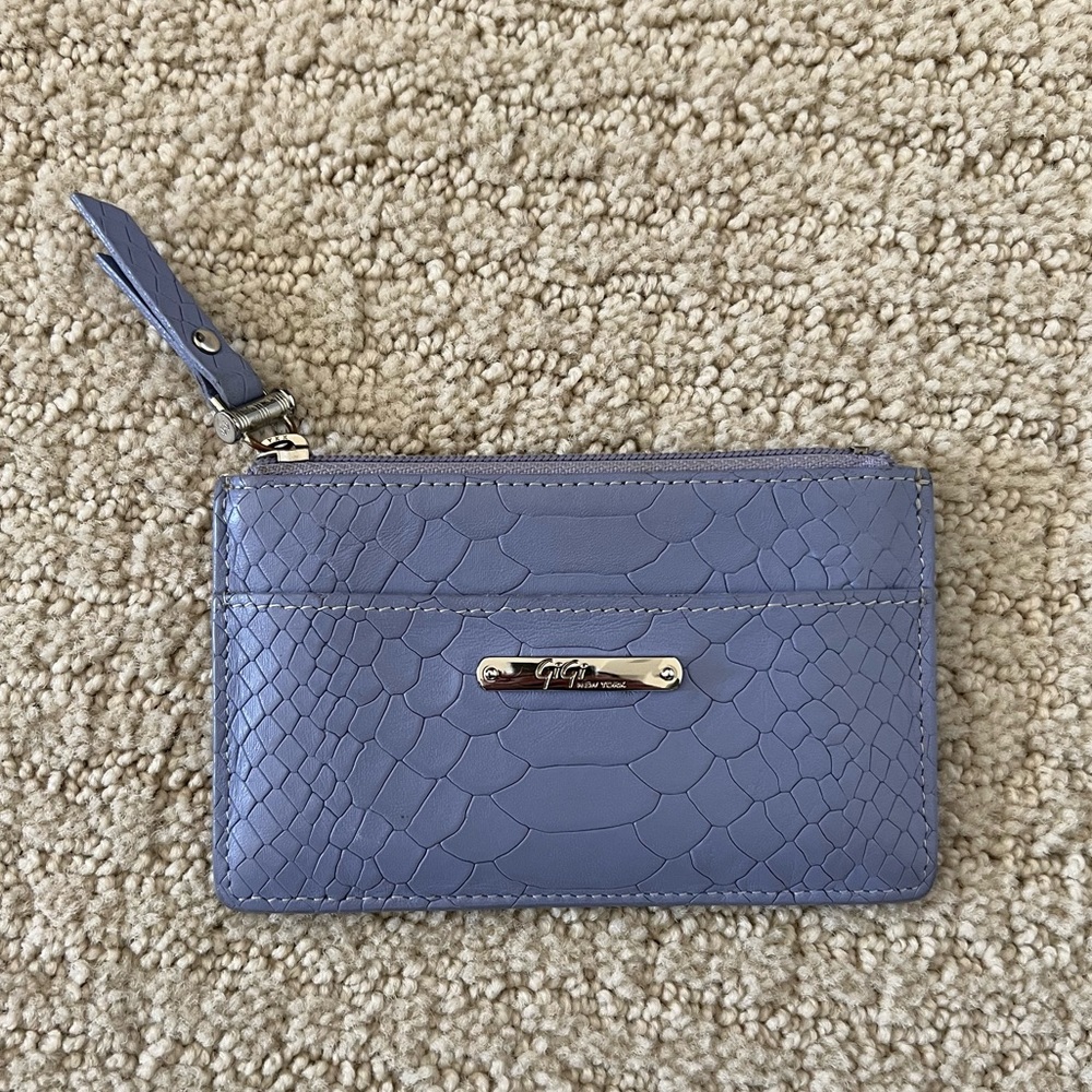 Gigi New York | Card Case - Embossed Purple Python Leather